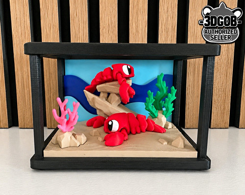 Printed lobsters with ocean - 3d,