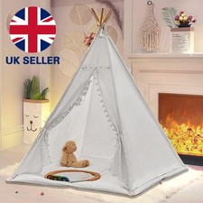 160CM Large Canvas Kids Teepee Star Wood Indian Tent Child In/Outdoor Play House
