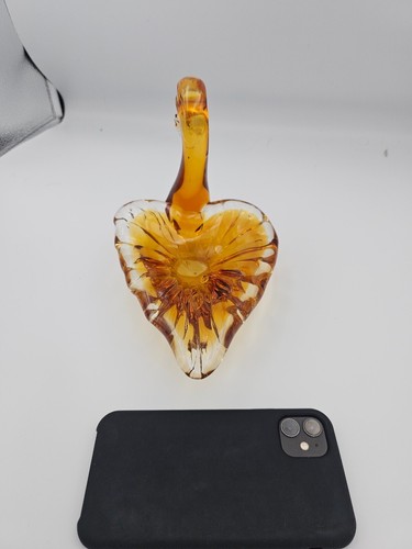 Amber coloured glass - amber-coloured, swan
