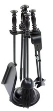 Fire Companion Set Fireside 5pc Set Tools Poker Brush Holder Iron Fireplace