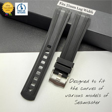 "21mm" Omega Seamaster 300 Planet Ocean 600 Aftermarket Black Diver Watch Strap