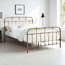 Camden Antique Brass Effect Hospital Metal Bed Frame - Single / Double / King
