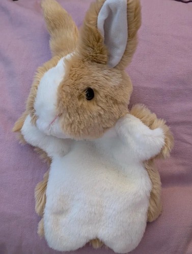 Realistic tan white - white, bunny