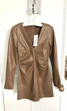 Zara Brown Faux Leather V-Neck