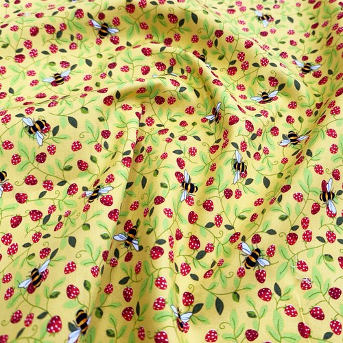 Cotton fabric bumble bee - fabric, &