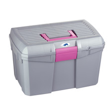 Plastica Panaro Large Horse Grooming Equestrian Carry Tack Box Storage Opal Grey