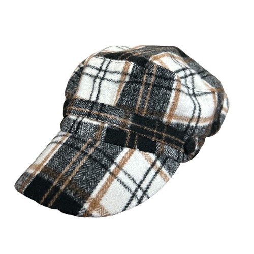 Y2k plaid newsboy cap black - y2k,