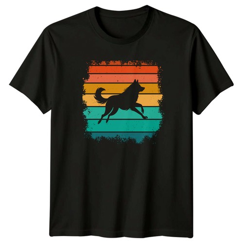 Running wolf dog silhouette - wolf,