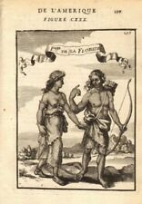 FLORIDA. Native American man & woman. Bow & arrows. MALLET 1683 old print