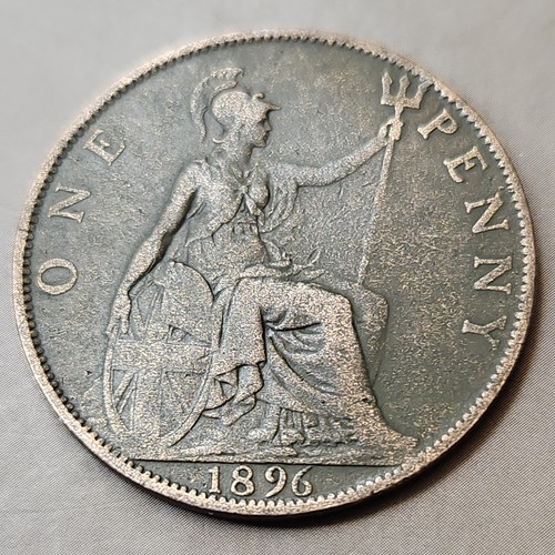 1896 british one penny coin - british,