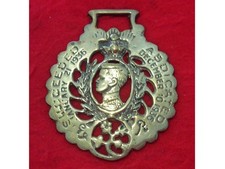 Rare Vintage Cast Horse Brass of King Edward VIII in Scolloped Surround#OB17