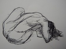 Pencil drawing female nude