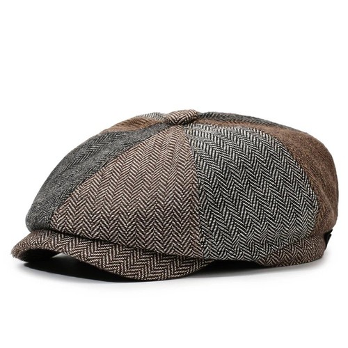Men herringbone flat cap - flat,