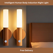 LED Motion Sensor Night Light USB Rechargeable Bedside Cabinet Wardrobe Lamp