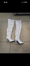 BNIB White patent Thigh high