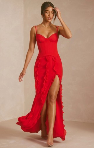 Polly womens red maxi dress - red,