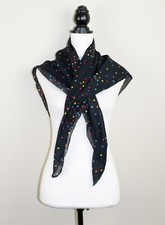 Polka Dot Cotton Scarf Black