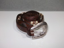 Tony Lama Belt Genuine Leather Silver Buckle Western 7759L