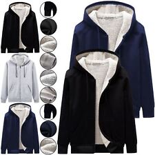 Mens Fur Lined Fleece Sherpa Borg Classic Warm Padded Jacket Zip Thick Hoodie