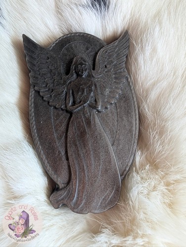 Silver obsidian angel - obsidian, carving
