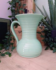 Vintage Lovatts Pottery Jug - Mint Lime Green Jug Ribbed Art Pottery - 1940s/50s