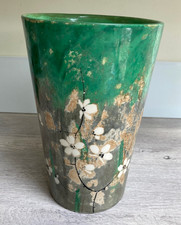 Rare Hand Painted Myott 1930s Tall Vase in Beautiful Stylised Floral Design