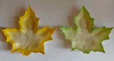 2 x Beautiful Antique Grainger Worcester Porcelain Maple Leaf Dishes 1906