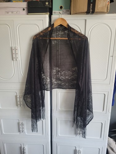 Black lace tassel fringe - tassel,
