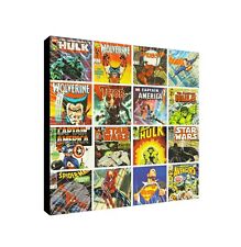 Comic Book Collage Canvas Picture  Framed Wall Art Print - Various Sizes