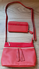 Hecther Design Handbag + Purse set Red Tassel zips, adj strap NEW Vintage/Retro