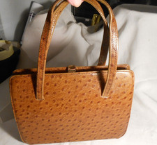 VINTAGE OSTRICH BROWN LEATHER KELLY HANDBAG SUEDE INTERIOR IN VGC reduced
