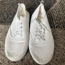 Girls White Plimsole Canvas Type Trainers Size 3