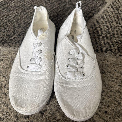 Girls white plimsole canvas - girls,