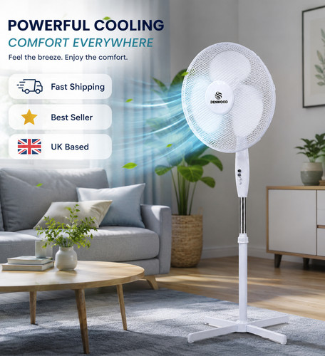 White pedestal fan 3 speed - 16",
