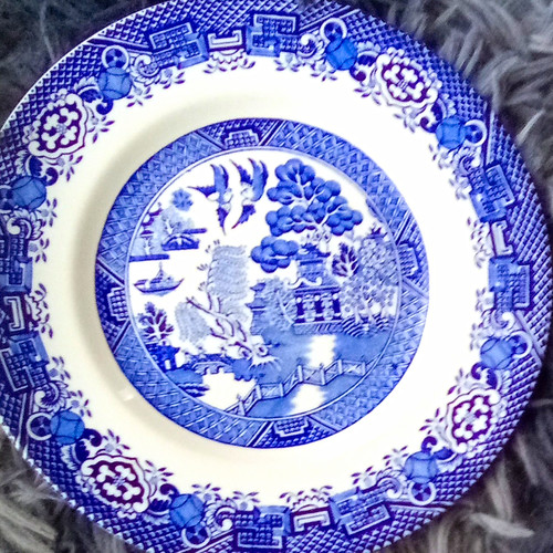 Woods ware willow pattern - pattern, blue