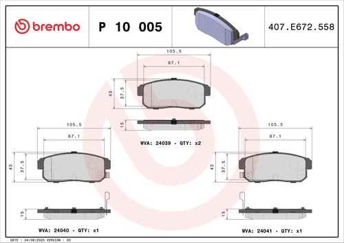 Brembo 005 brake pad set - brembo, 10