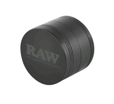 Raw Smoking 50mm Black Metal 4 Part Tobacco / Herb Grinder, Free P&P