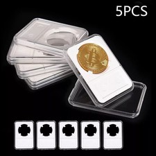 5Pcs For Coin Holder Sovereign Storage Clear Display Case Capsule Protector