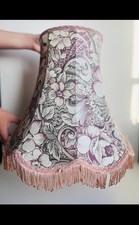 Vintage Floral Fabric Lampshade with Fringe,Scalloped edge lampshade
