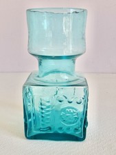 A Dartington Kingfisher Blue 'Geometric' Glass vase FT65 by Frank Thrower.