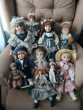 Porcelain Dolls 10 Dolls Some With Stands