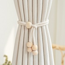 2X Wooden Beaded Curtain Tie