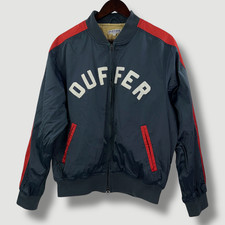 Duffer of St George Mens Navy Bomber Jacket with Logo SIZE L (IMPERFECTIONS!!)