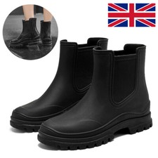 Ladies Ankle Wellington Boots Black Short Wellies Rain Waterproof Chelsea Shoes