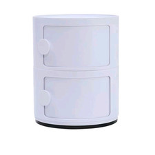 Warmiehomey 2 Drawers Round Storage Unit Bedroom Cabinet Chest Cupboard