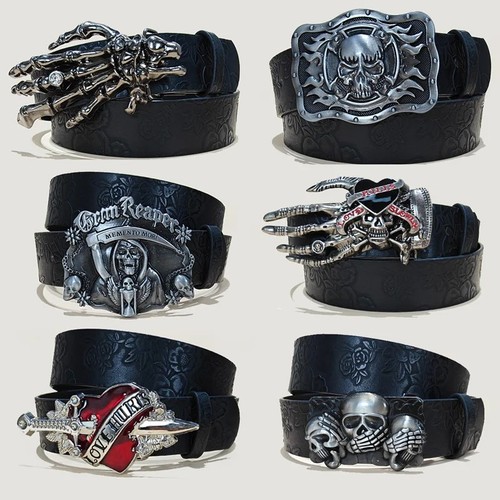 Punk skull belt plus size - skull, pu