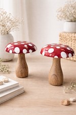 Wooden Mushroom Ornament Set