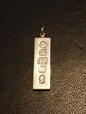 Sterling Silver Ingot Pendant 1977 Queen Elizabeth II Silver Jubilee