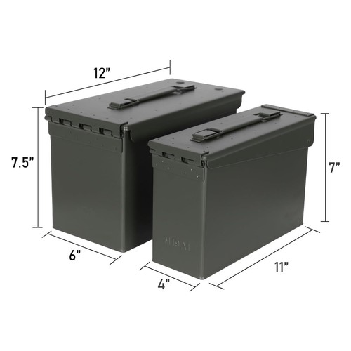 Green metal ammo storage boxes - storage,