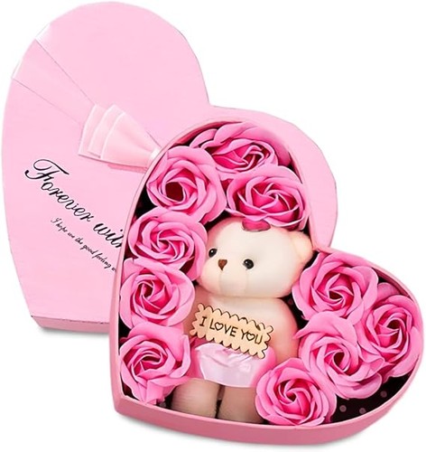 Teddy bear rose gift - rose, box